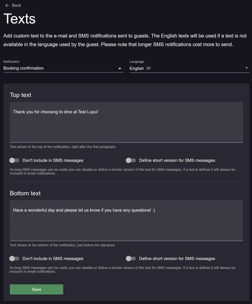 add extra texts for booking notifications