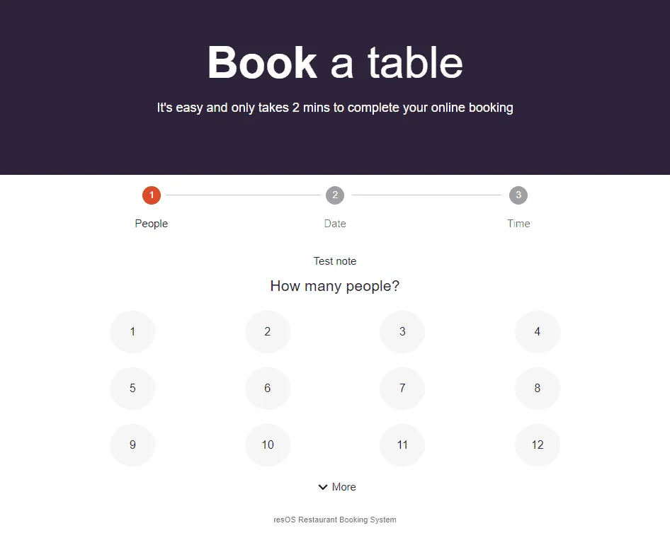 Booking widget on desktop