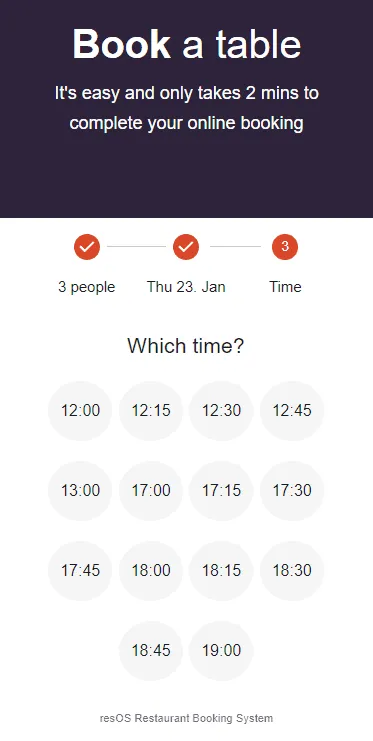 Booking widget on mobile