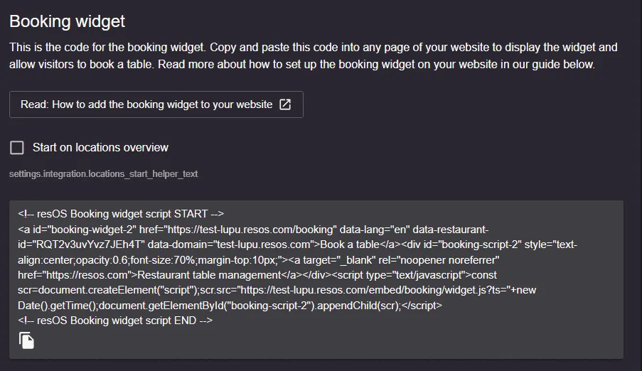 booking widget Resos