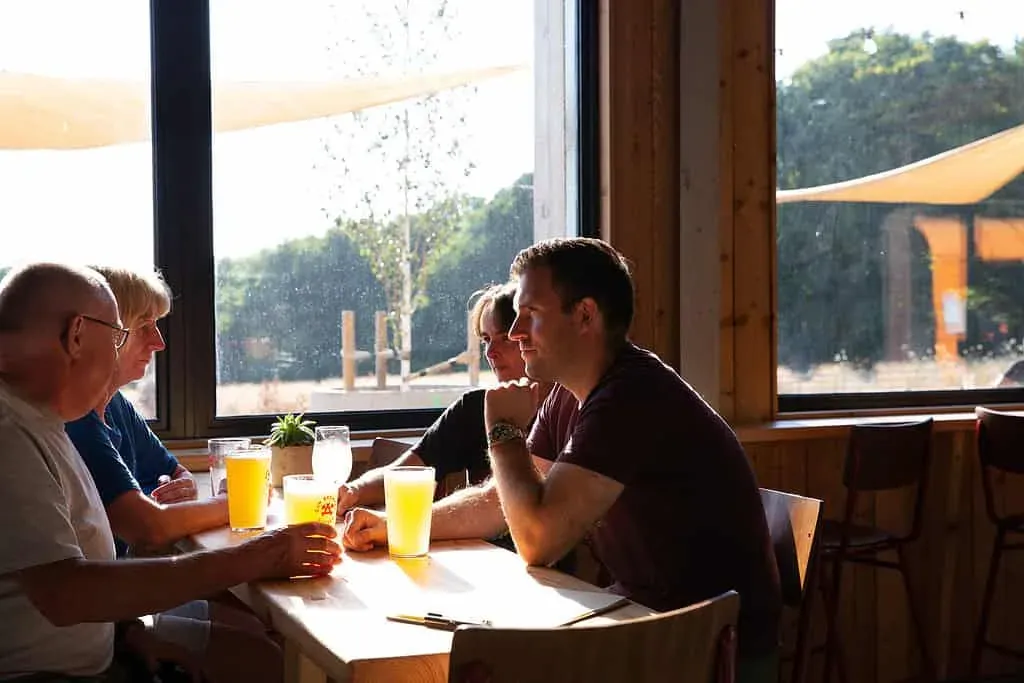 Customers enjoying meal Gun Brewery Taproom