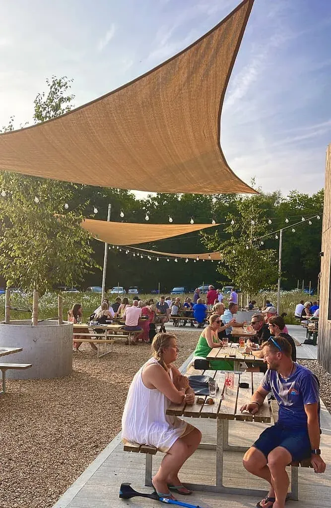 Gun Brewery Taproom customers outside