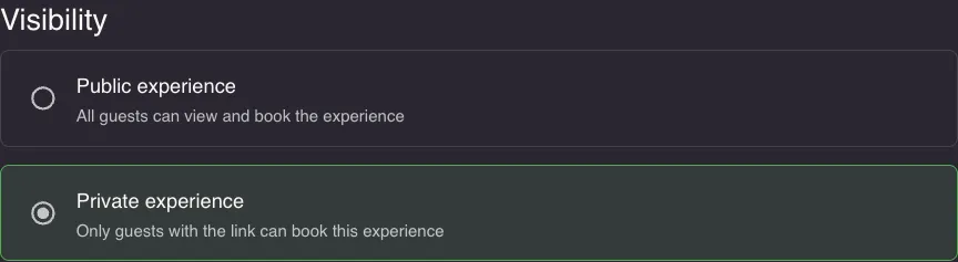 Visibility step with the public and private options