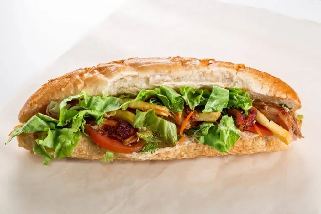 Fresh sandwich on display at a sandwich bar