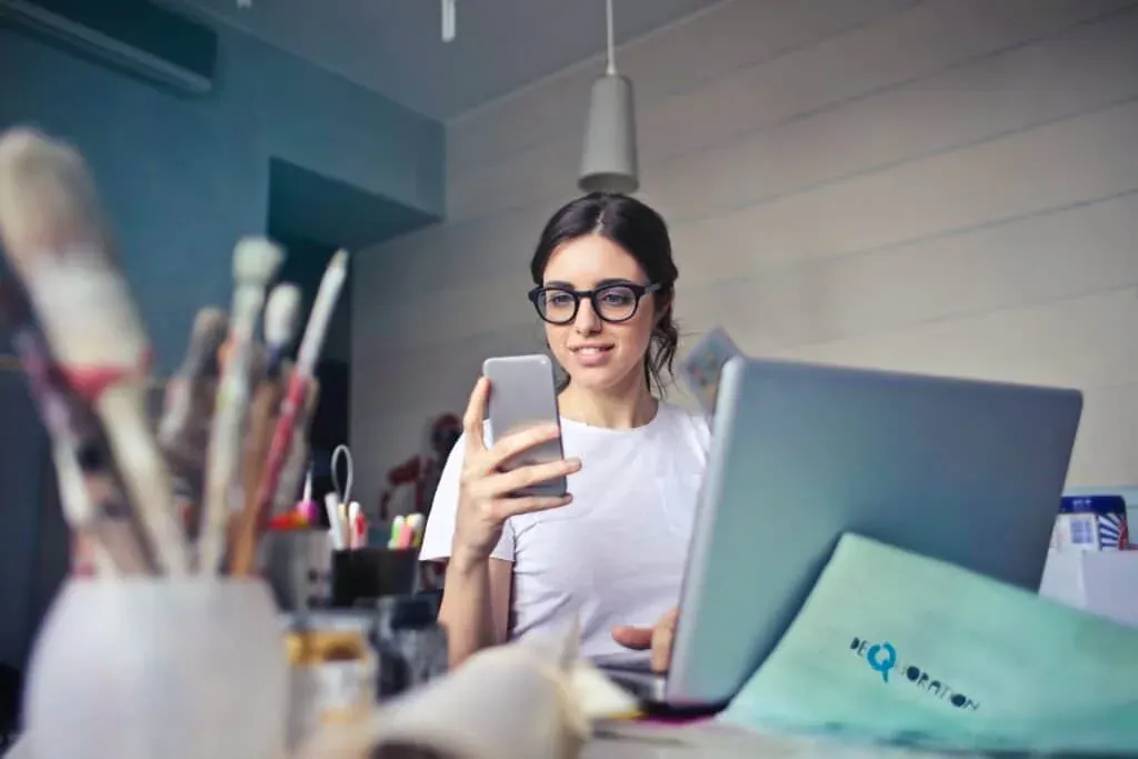 girl checking her phone