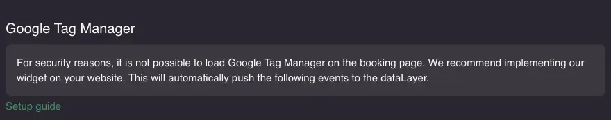 GTM info in Resos settings