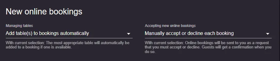 table management settings