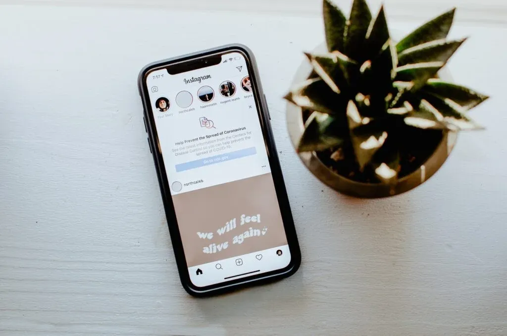 Instagram on a phone 