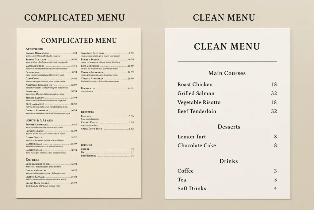 Menu – restaurant sales mistake