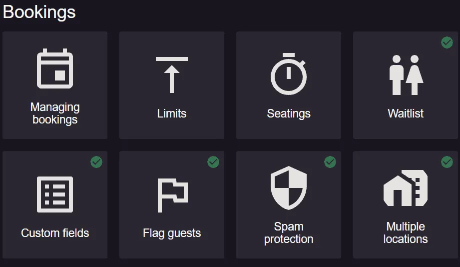new bookings settings
