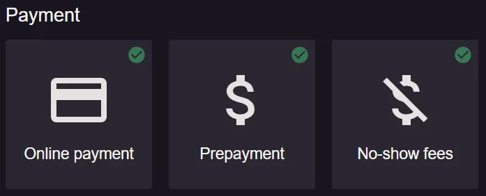payment section in settings