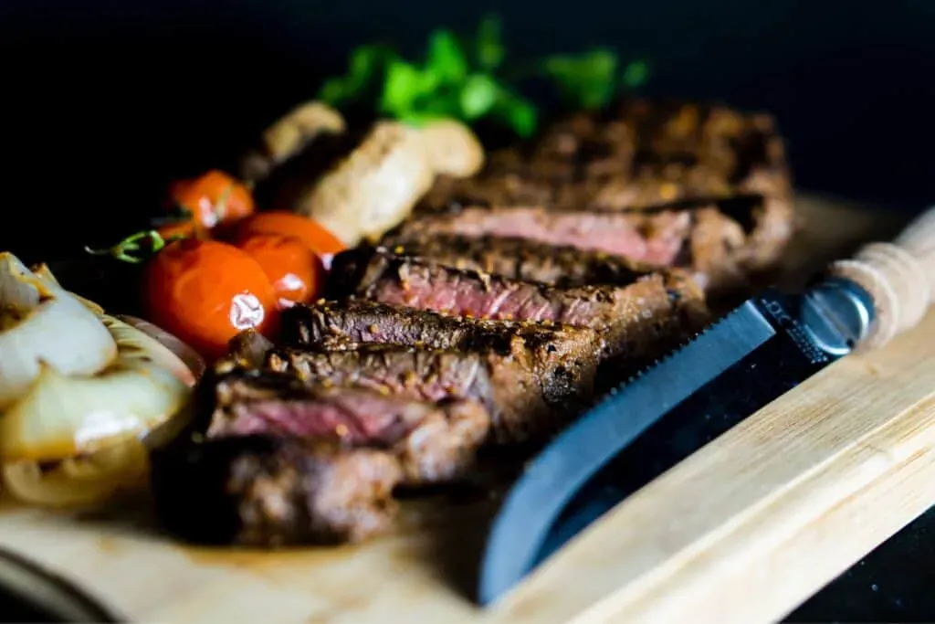 Perfectly grilled steak plated at a steakhouse