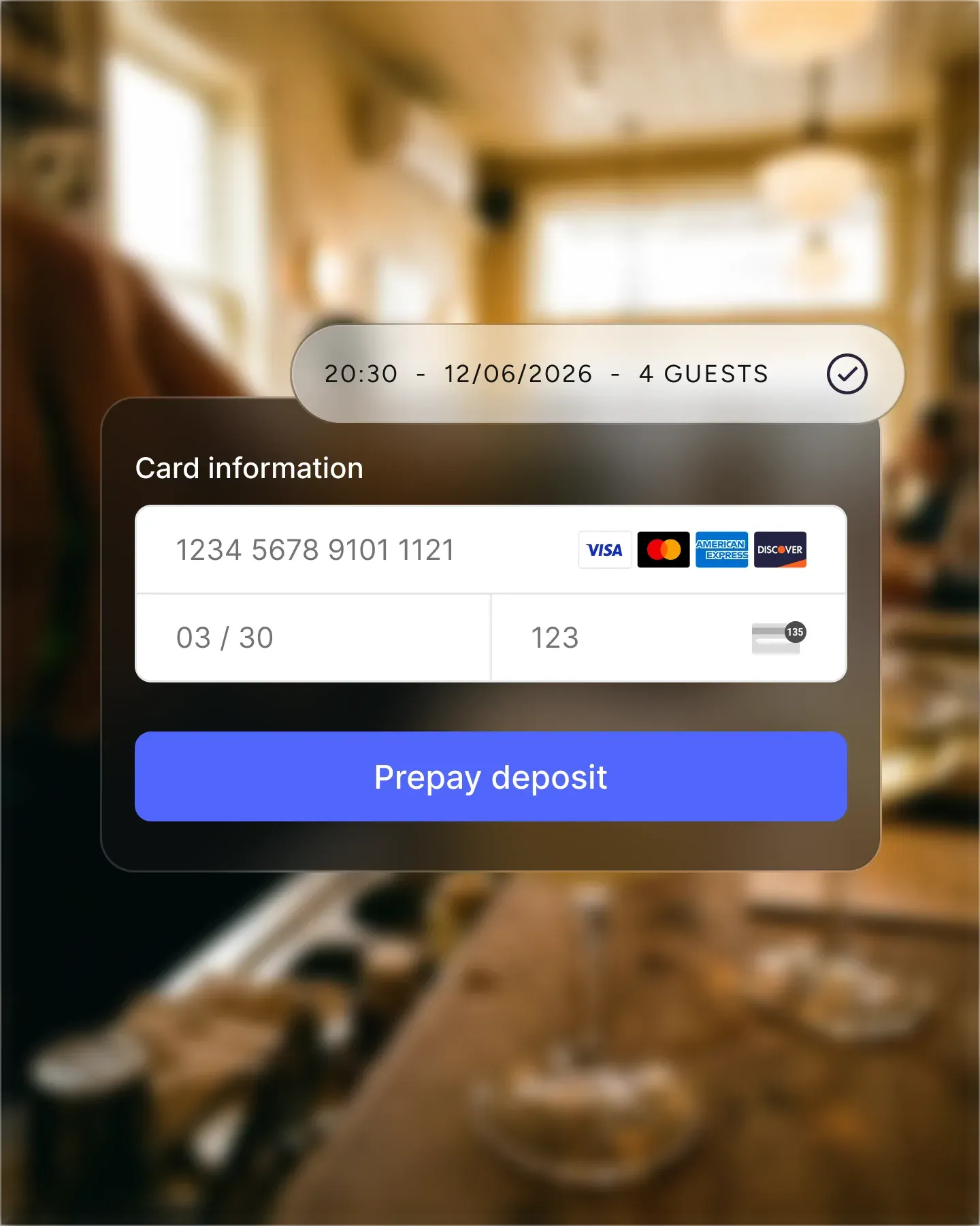 Resos prepayment settings showing deposit collection rules