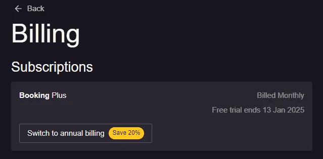 Resos billing settings