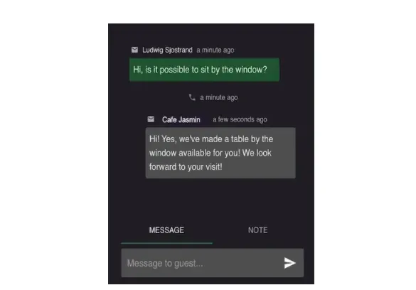Resos diner booking system messaging guests about allergies and special requests