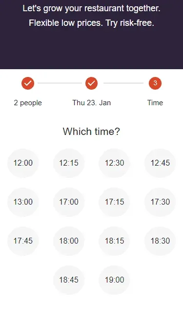 Resos online booking form shown on a phone for a diner reservation