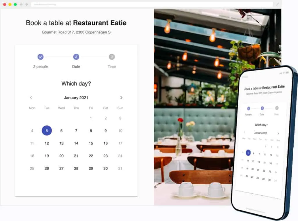 Resos Booking page with phone FAFBFC bg 1080w 1
