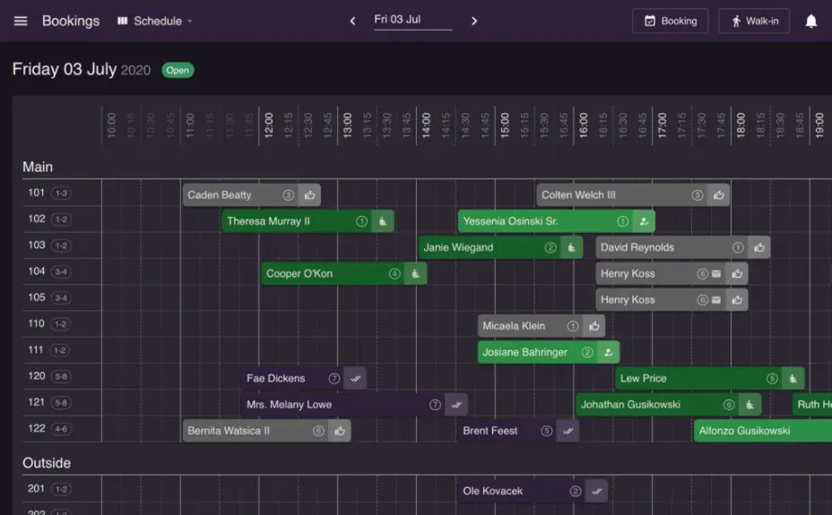 Resos booking system for seasonal restaurants. 