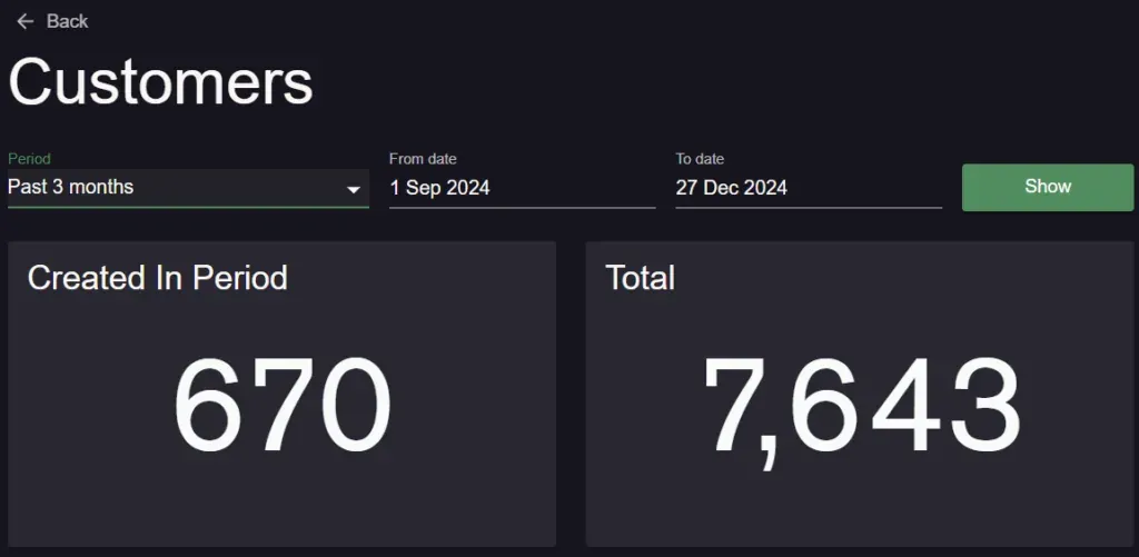 Customers reports - screenshot