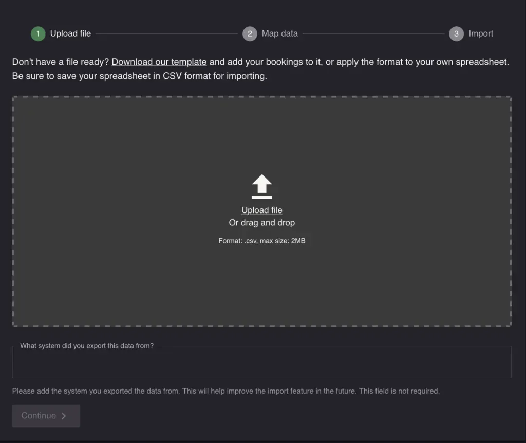 How to import bookings - screenshot
