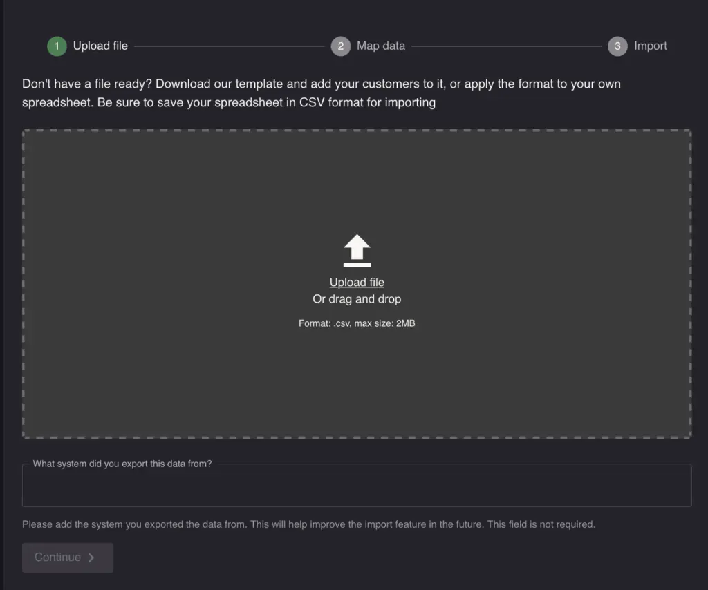 How to import customers - screenshot