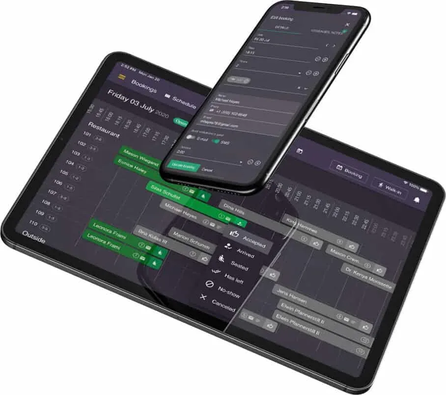 Resos on phone and tablet