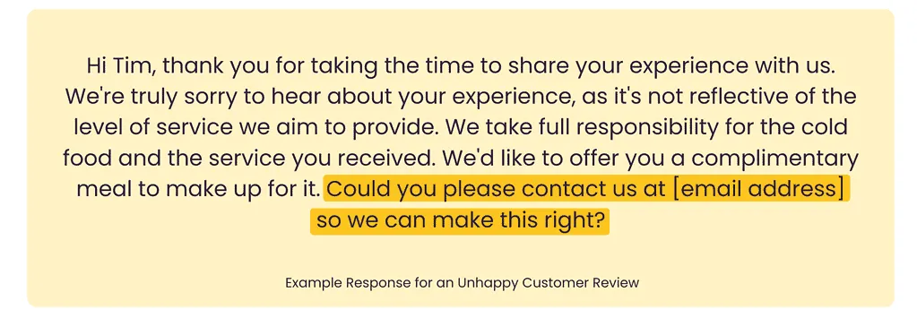 Response review -Encourage offline communication for resolution