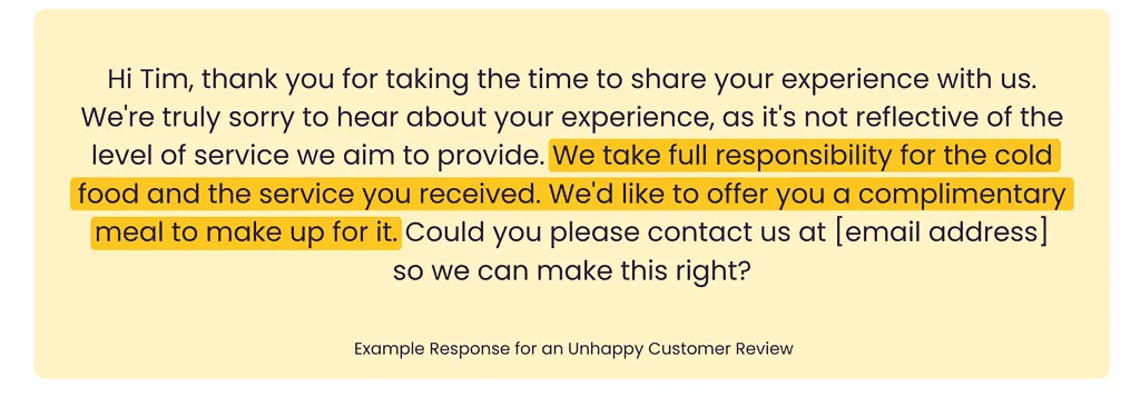 response review - Take responsibility and offer solutions