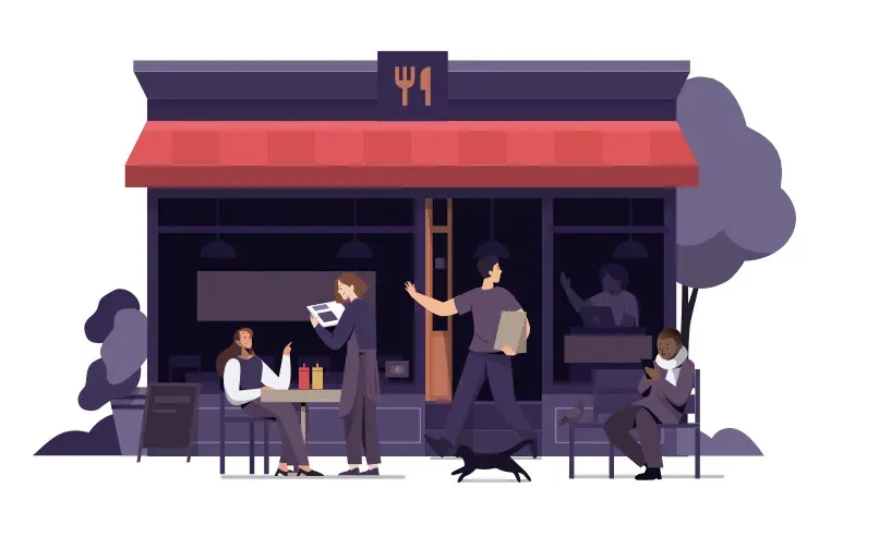 restaurant with guests