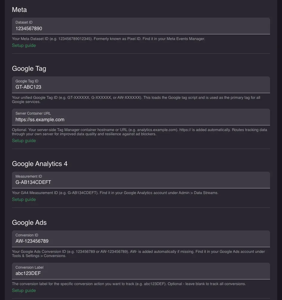 Settings overview