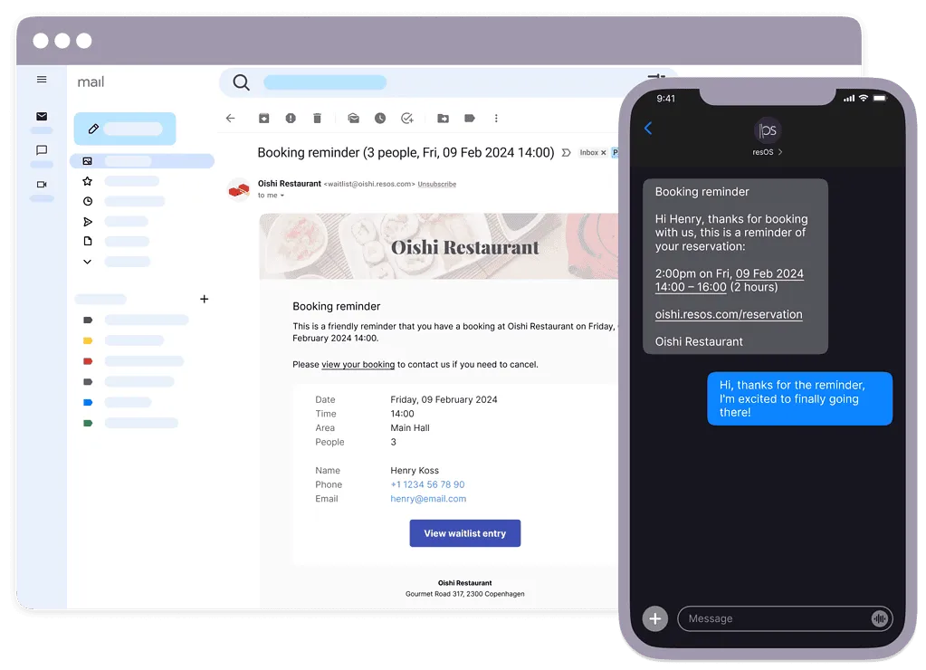 Sms email notifications