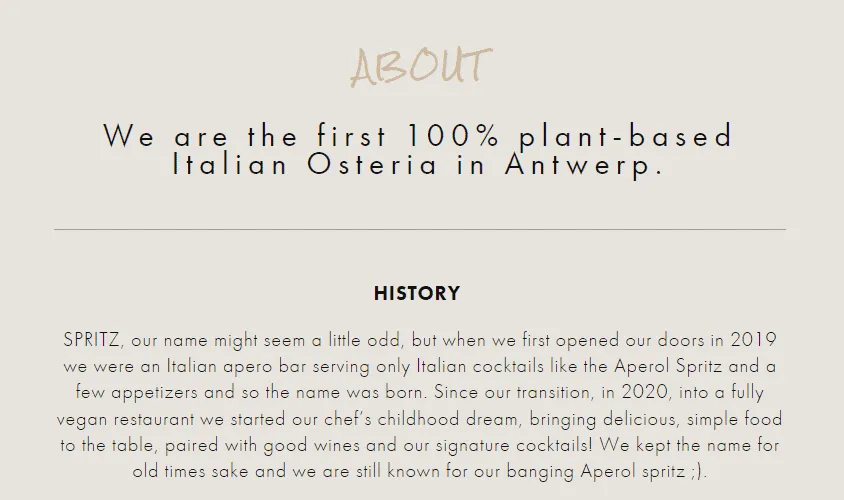 Spritz example of copywriting