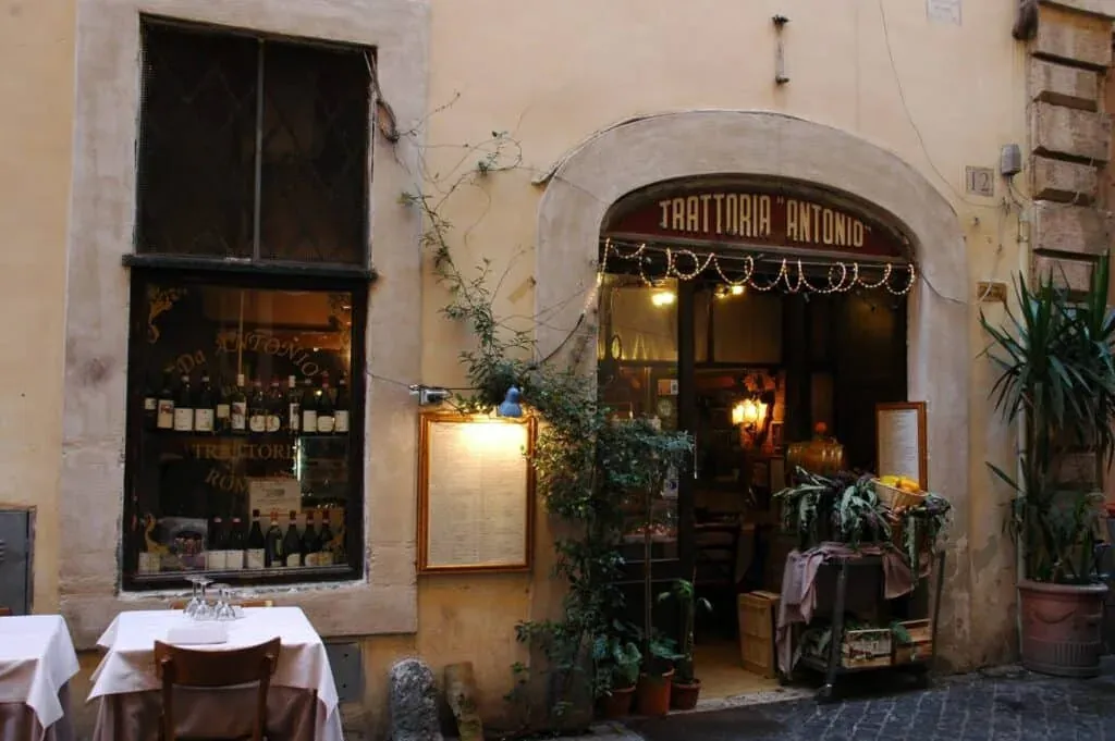 Traditional Italian trattoria interior serving homemade dishes to guests