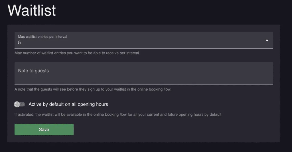 waitlist settings