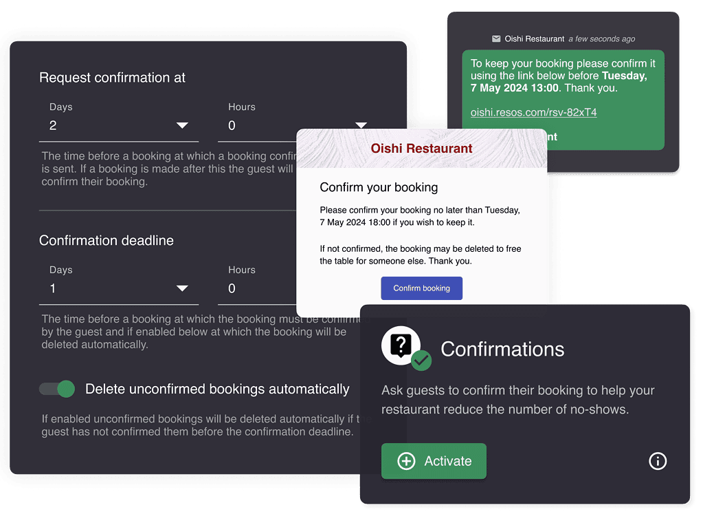 Booking confirmation feature
