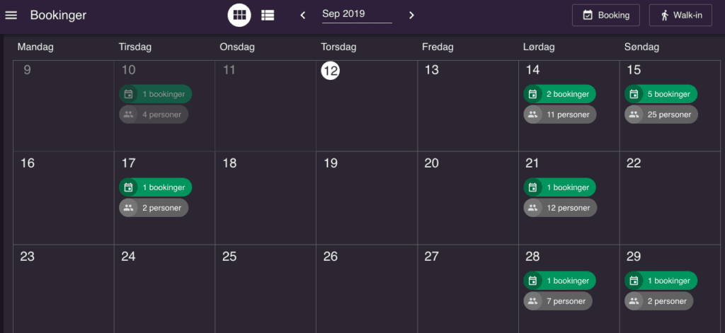 Resos booking calendar Booking calendar