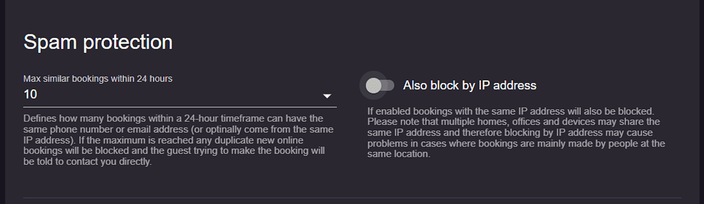 Spam protection function in the Resos app